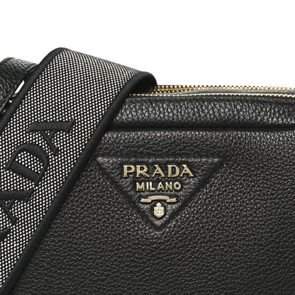 Prada Vitello Daino Soft Medium Double Zip Shoulder Bag Black 8 of 12