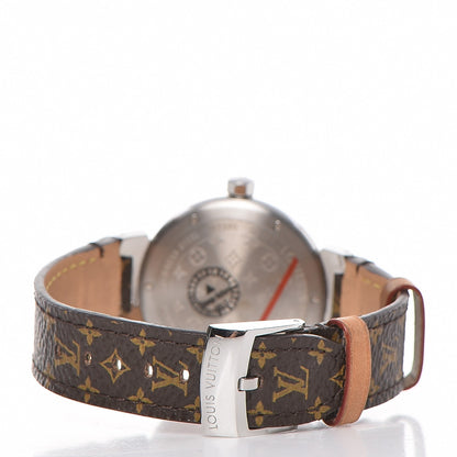 Louis Vuitton Stainless Steel Monogram 34mm Tambour Quartz Watch Brown 5 of 10