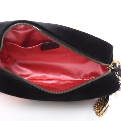 Gucci Velvet Matelasse Deer Embroidered Small GG Marmont Chain Shoulder Bag Black 5 of 10