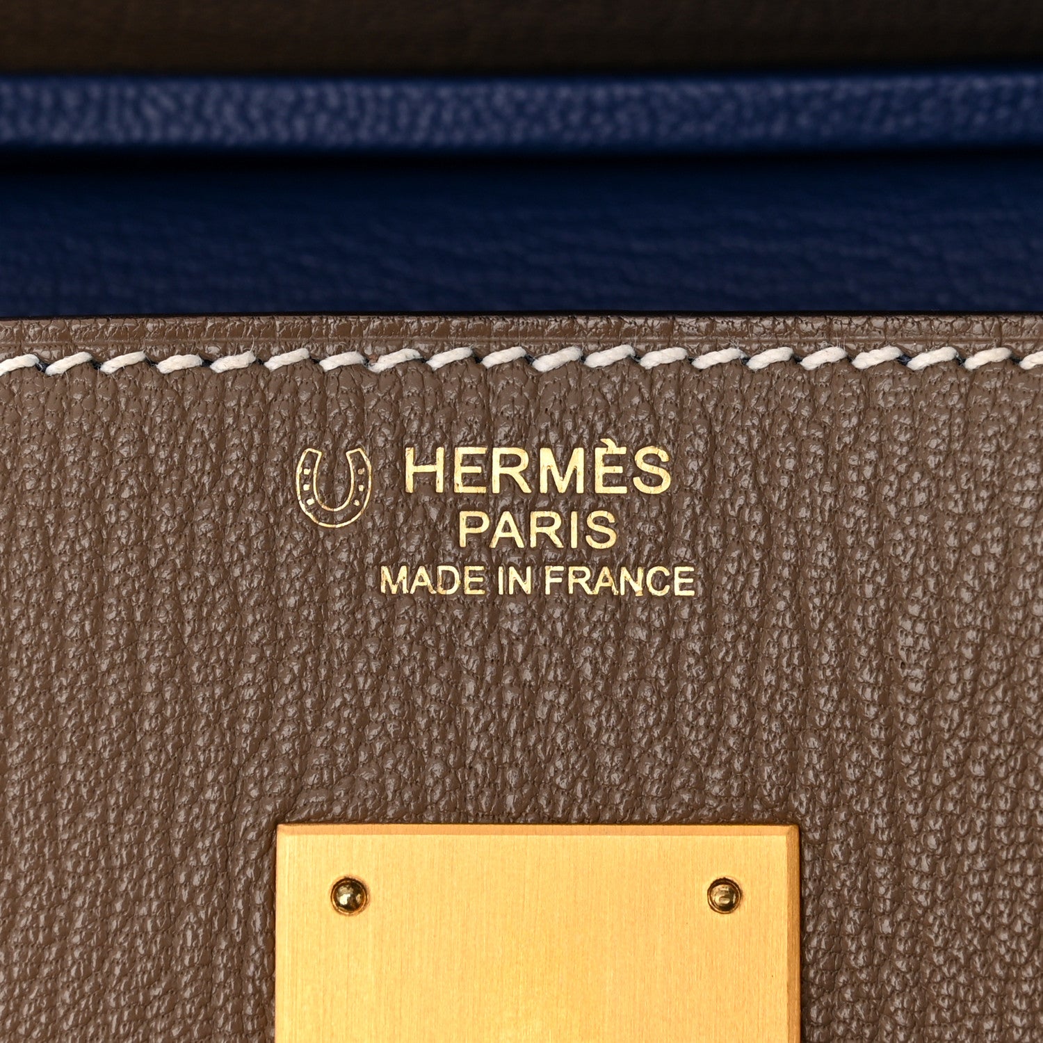 Hermes Chevre Mysore Horseshoe Birkin 30 Etoupe Blue Saphir 6 of 11