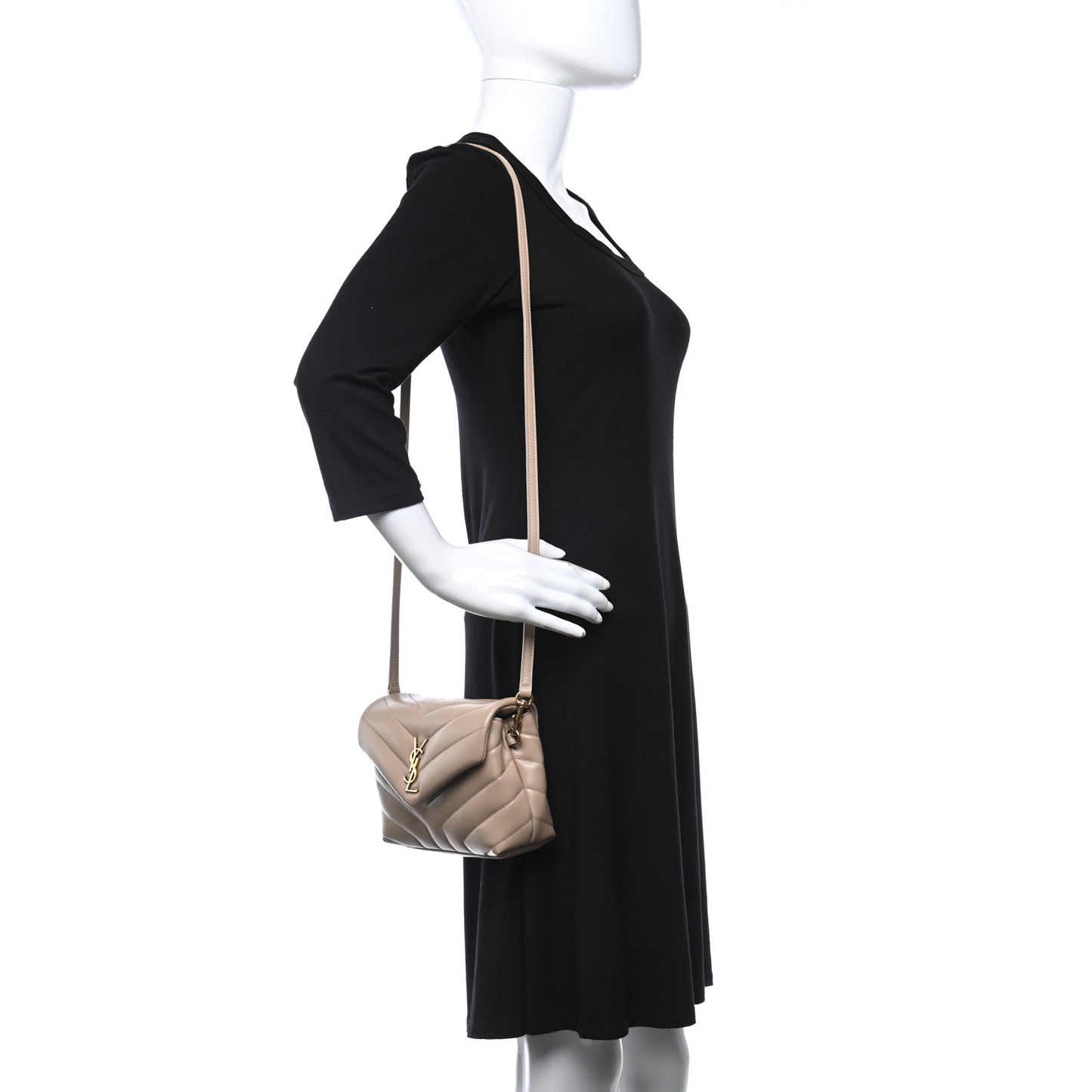 Calfskin Y Quilted Monogram Toy Loulou Crossbody Bag Dark Beige