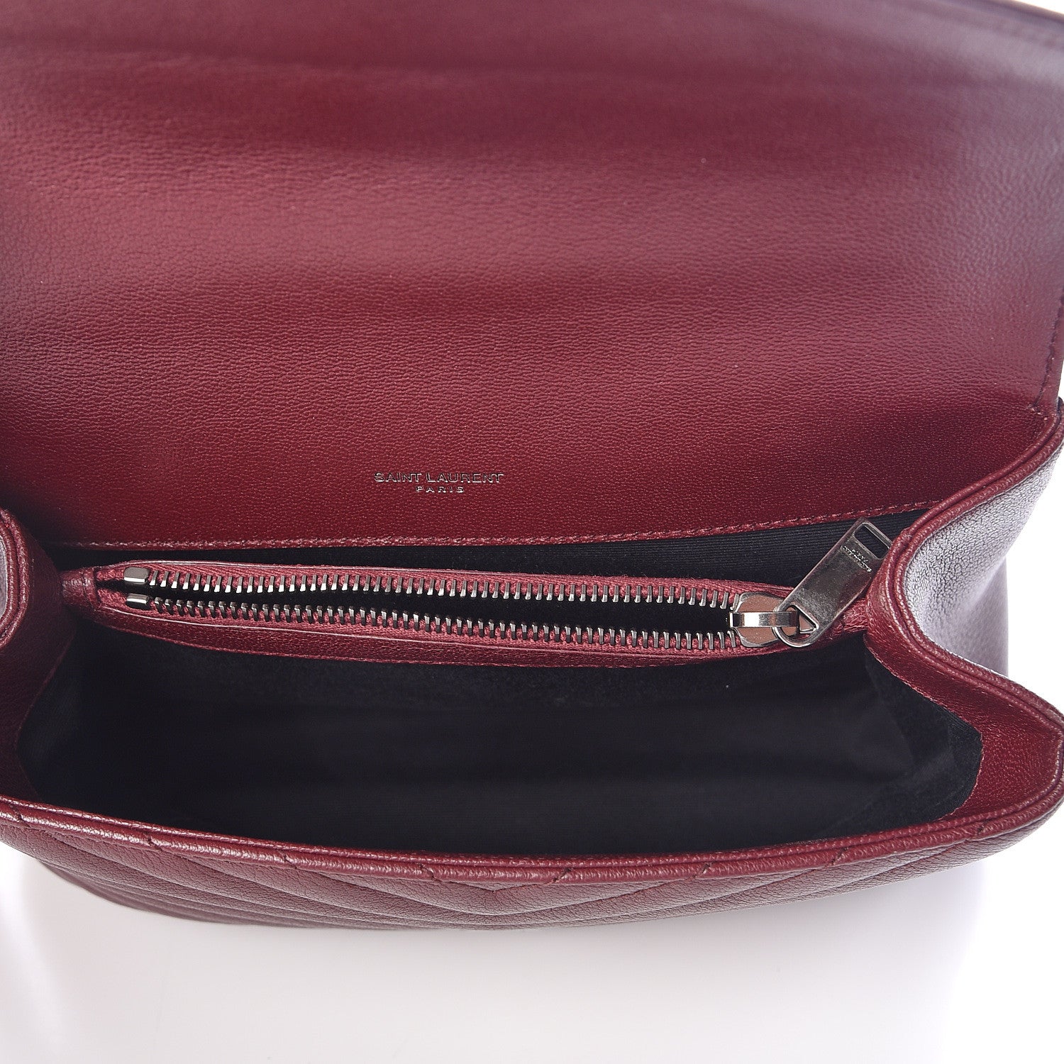 Saint Laurent Sheepskin Matelasse Chevron Medium College Bag Rouge Legion 6 of 11