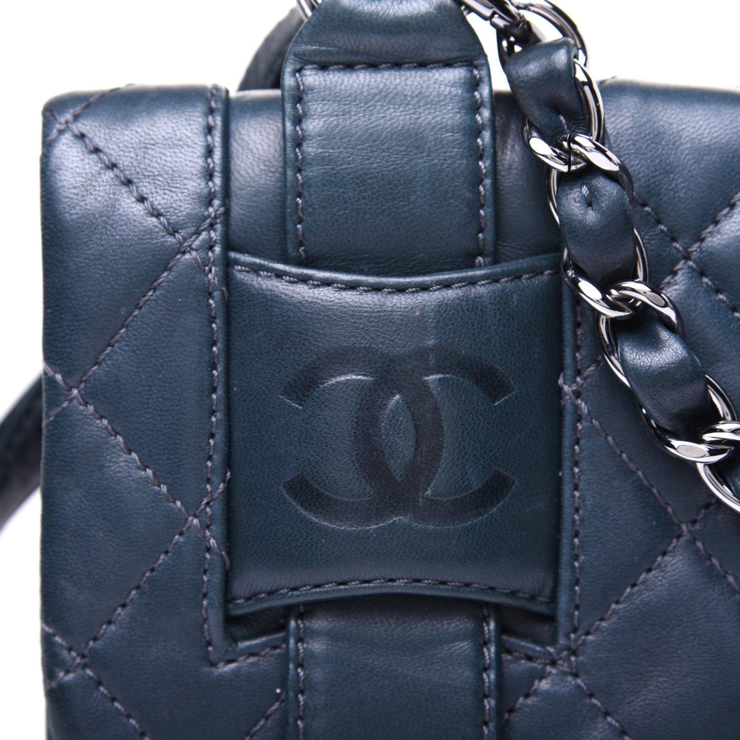 Lambskin Quilted Small Messenger Bag Dark Green