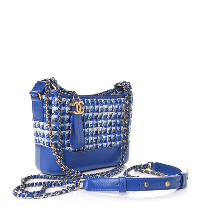 Chanel Tweed Calfskin Small Gabrielle Hobo Royal Blue 3 of 10