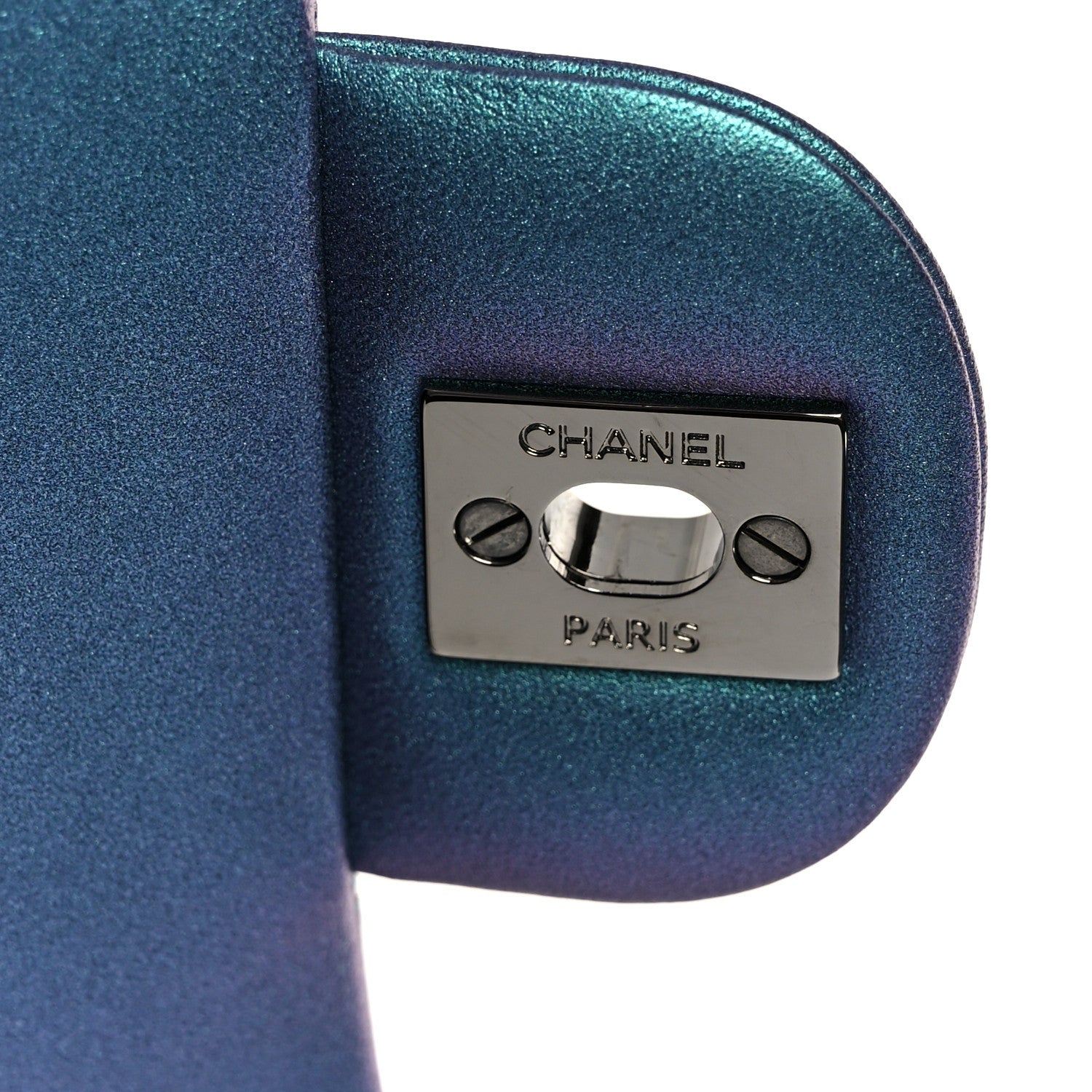 Chanel Metallic Lambskin Quilted Medium Double Flap Turquoise 7 of 11