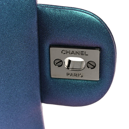 Chanel Metallic Lambskin Quilted Medium Double Flap Turquoise 7 of 11