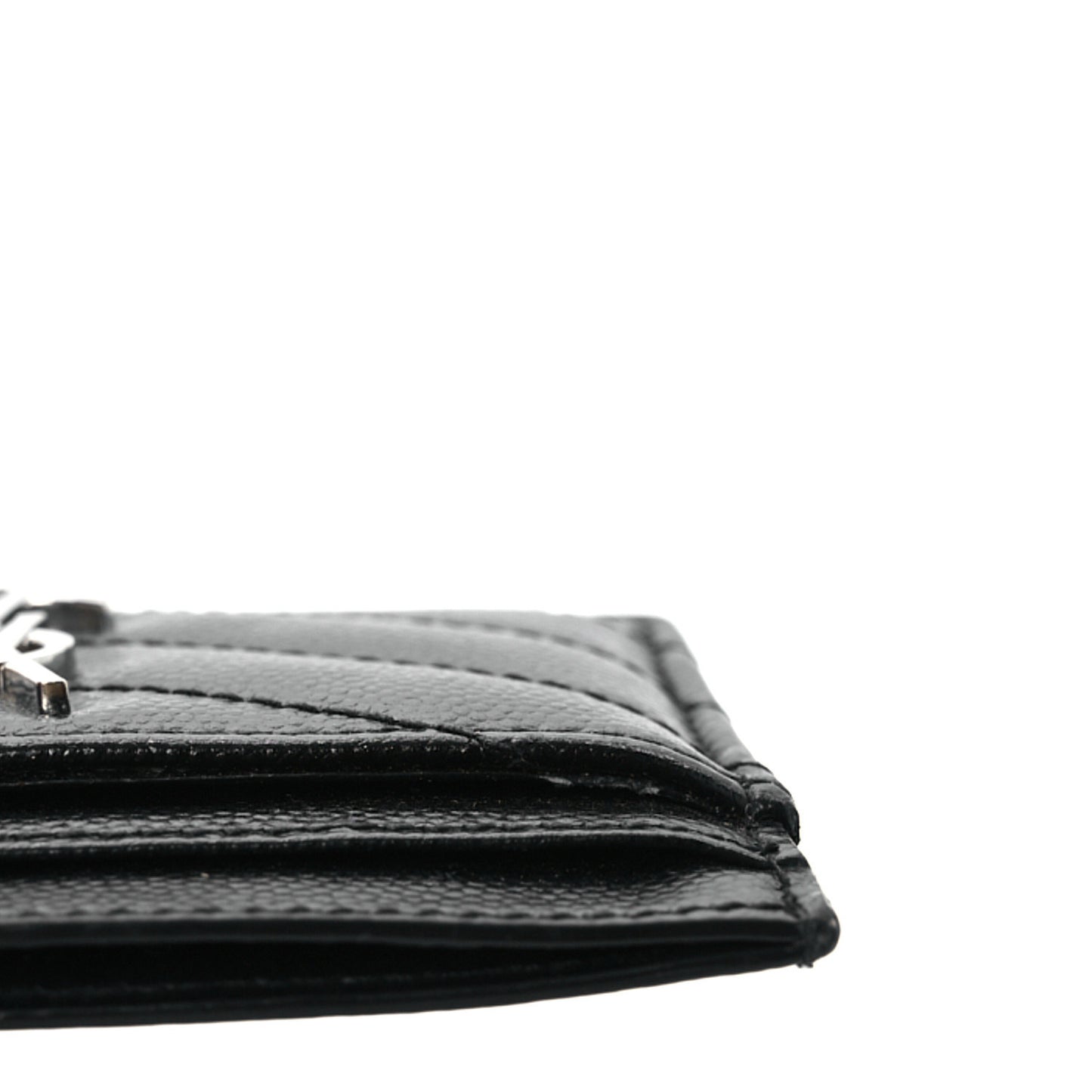 Grain De Poudre Matelasse Chevron Monogram Credit Card Case Black