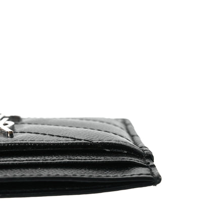 Saint Laurent Grain De Poudre Matelasse Chevron Monogram Credit Card Case Black 9 of 10