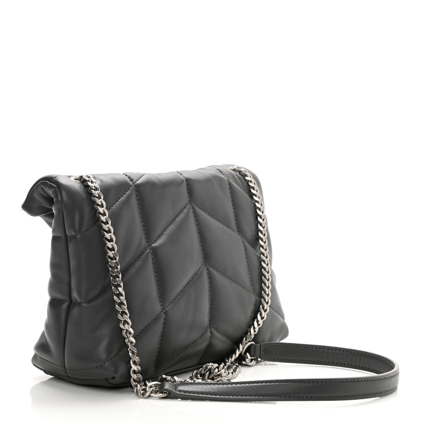 Lambskin Quilted Toy Loulou Puffer Monogram Chain Satchel Storm