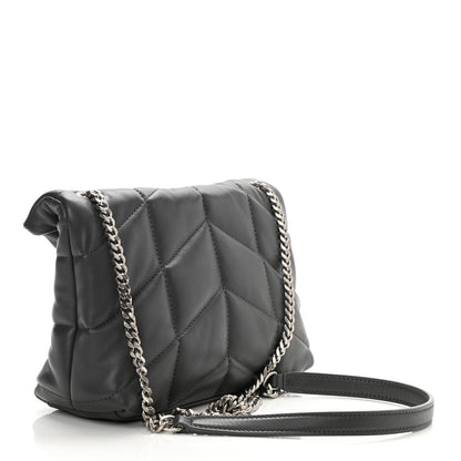 Saint Laurent Lambskin Quilted Toy Loulou Puffer Monogram Chain Satchel Storm 2 of 9