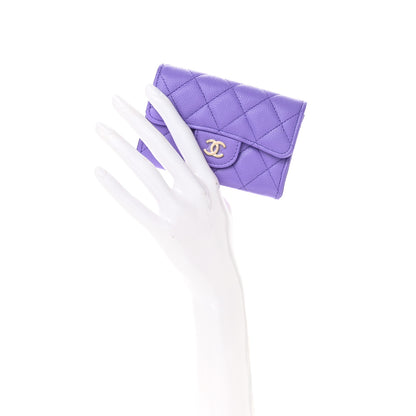 Chanel Caviar Quilted Flap Card Holder Wallet Purple 2 of 8