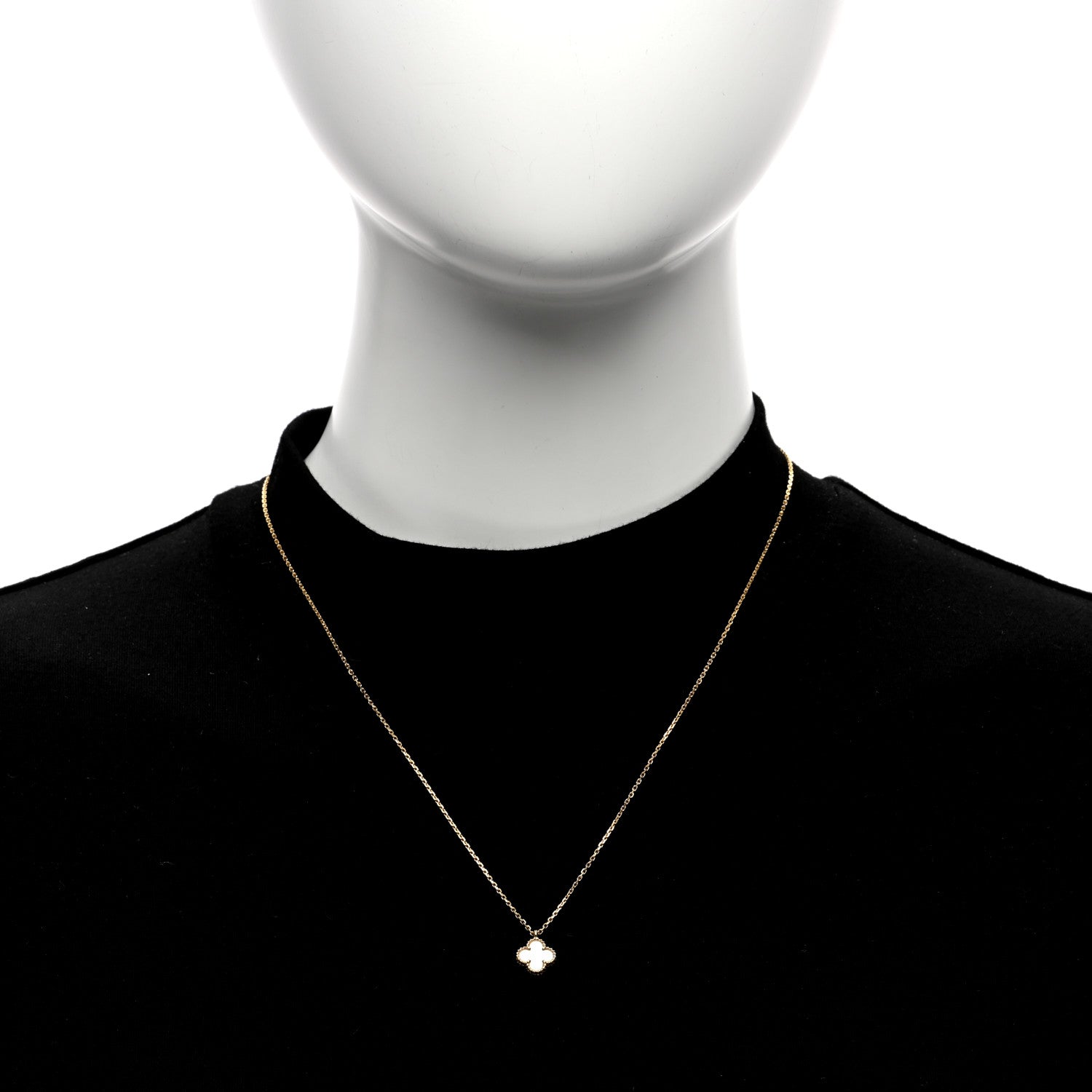 Van Cleef & Arpels 18K Yellow Gold Mother of Pearl Sweet Alhambra Pendant Necklace 3 of 5