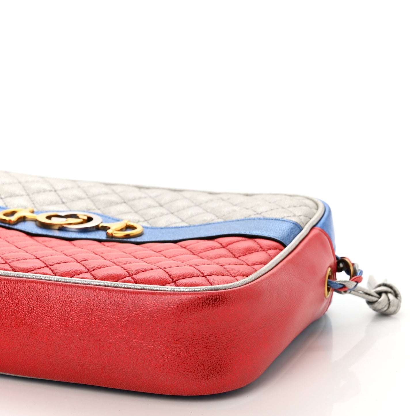 Laminated Nappa Trapuntata Small Zumi Shoulder Bag Rosso Marine Argento