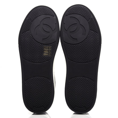 Chanel Calfskin Womens Logo Sneakers 37 Black White 6 of 11
