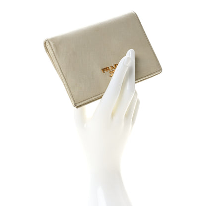 Prada Saffiano Metal Bi-Fold Wallet Cera 2 of 13