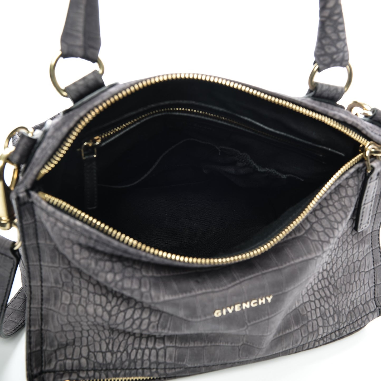 Nubuck Crocodile Embossed Medium Pandora Dark Grey