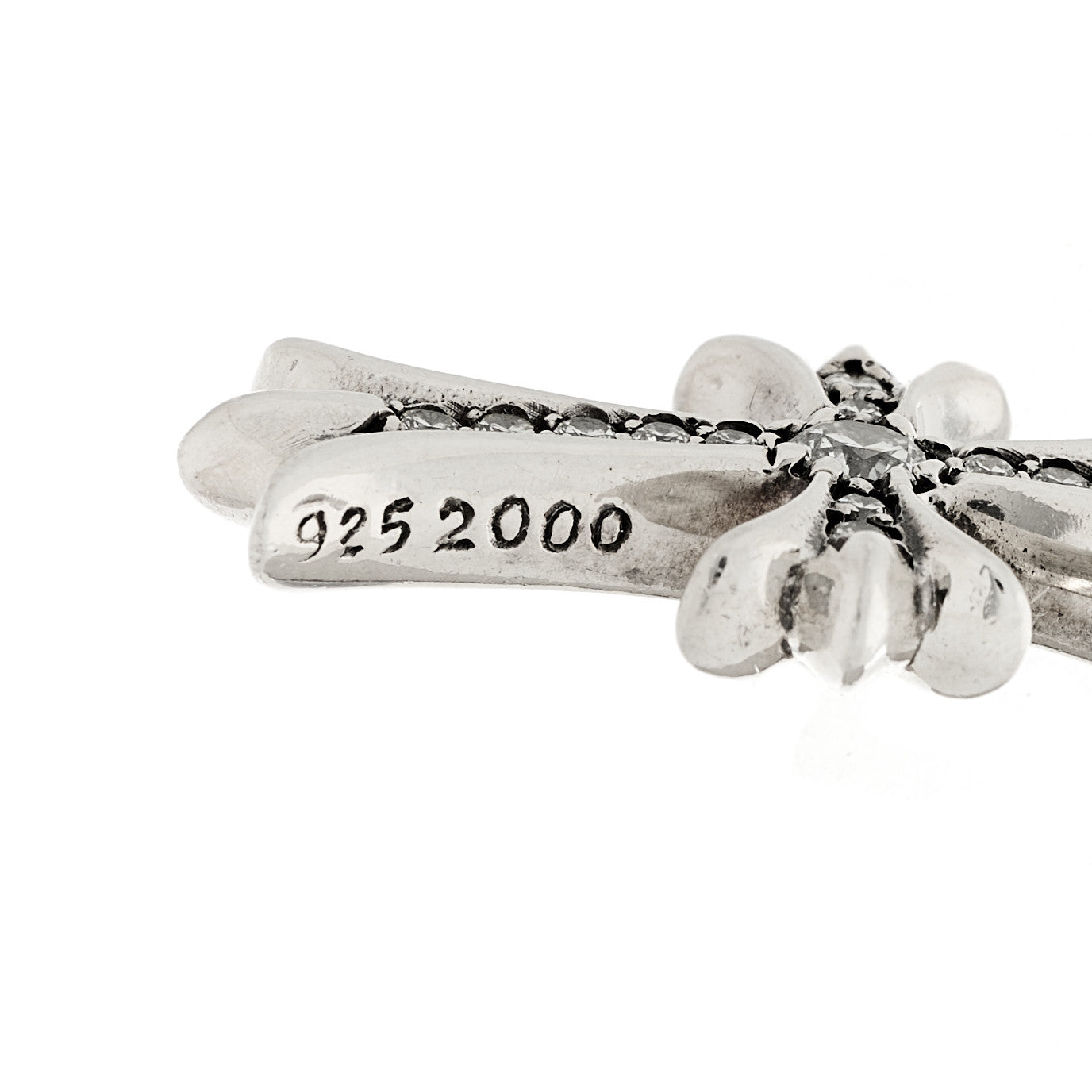 Chrome Hearts Sterling Silver Diamond CH Cross Pendant 1823745