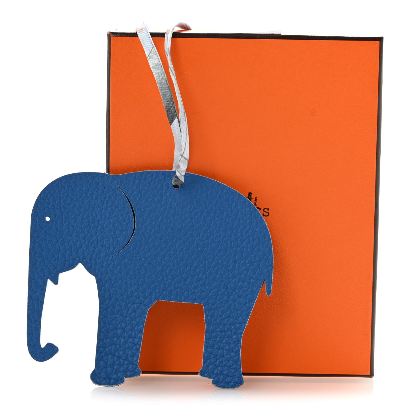 Epsom Togo Petit H Elephant Bag Charm Bleu Saphir Chocolate