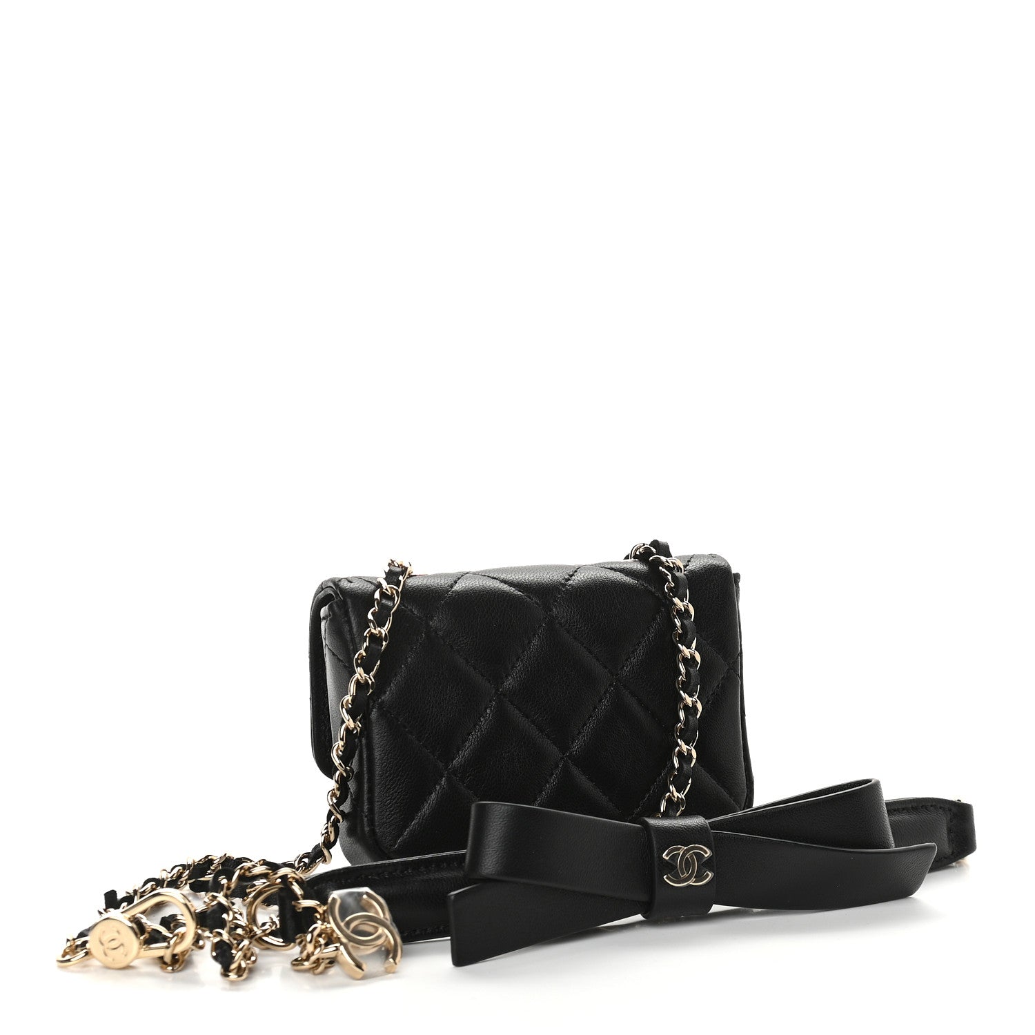 Chanel Lambskin Quilted Mini Flap Belt Bag Black 2 of 9