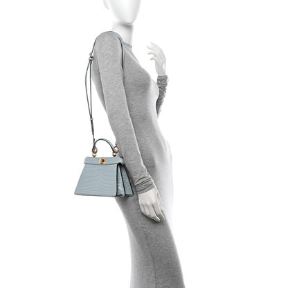 Fendi Shiny Crocodile Petite Peekaboo I SEE U Satchel Light Blue 2 of 10
