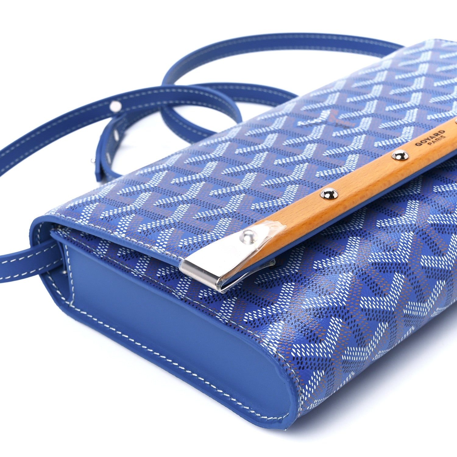 Goyard Goyardine Monte Carlo Bois Clutch With Strap Sky Blue 9 of 11
