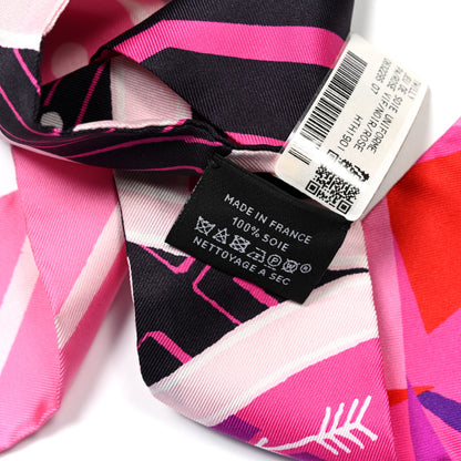 Hermes Silk Jeu de Soie Uniforme Twilly Rose Vif Black Rose 4 of 6