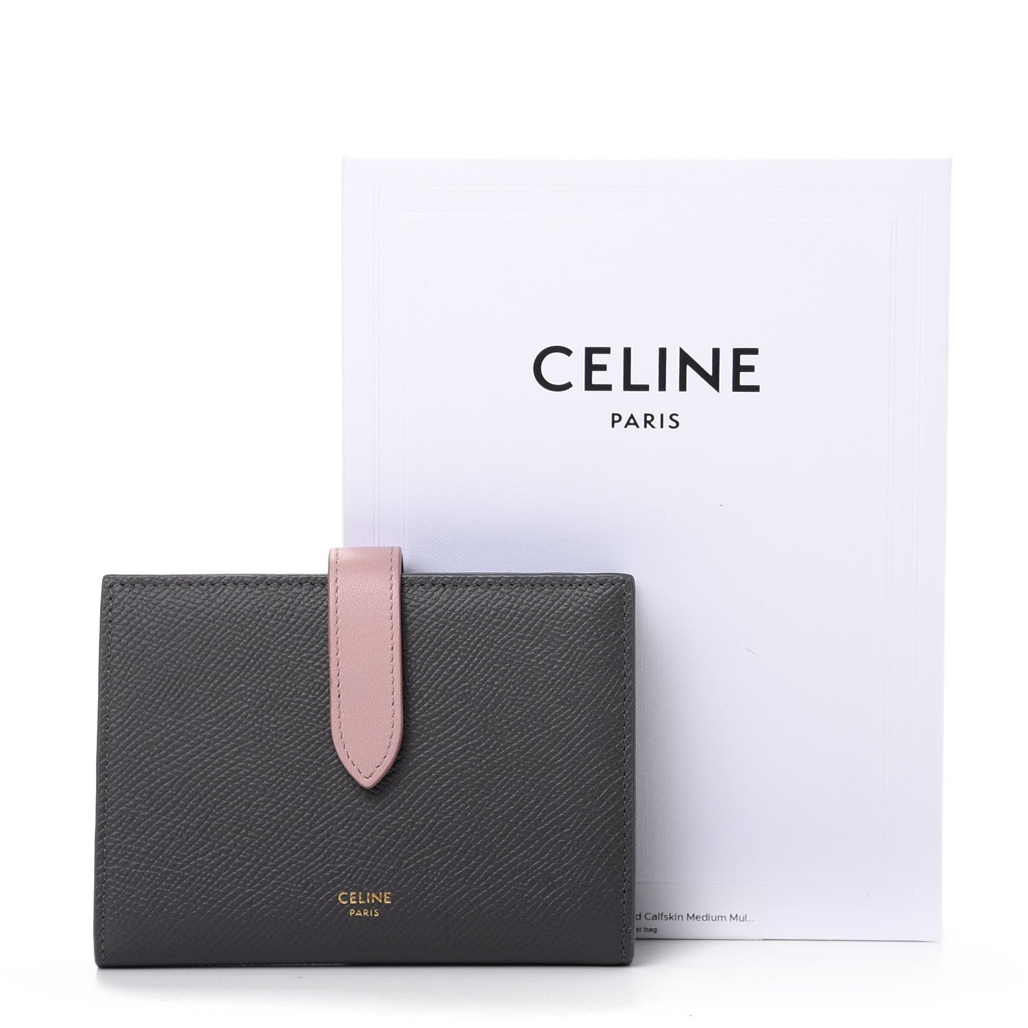 Celine Grained Calfskin Medium Multifunction Strap Wallet Grey Vintage Pink 8 of 8