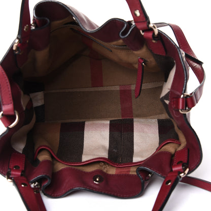 Burberry Grainy Calfskin House Check Small Maidstone Burgundy Red 4 of 4