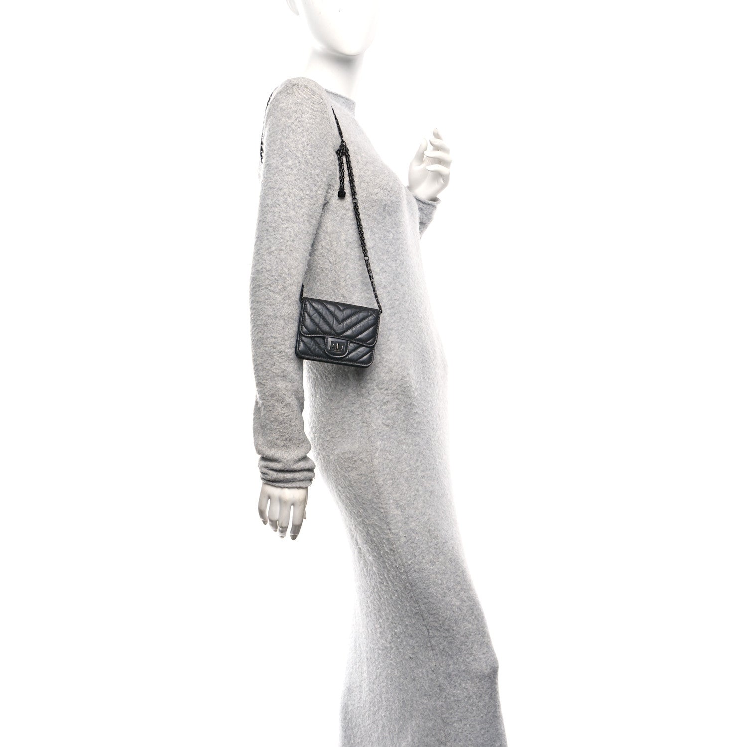 Chanel Aged Calfskin Chevron Quilted Reissue Belt Bag So Black 2 of 13