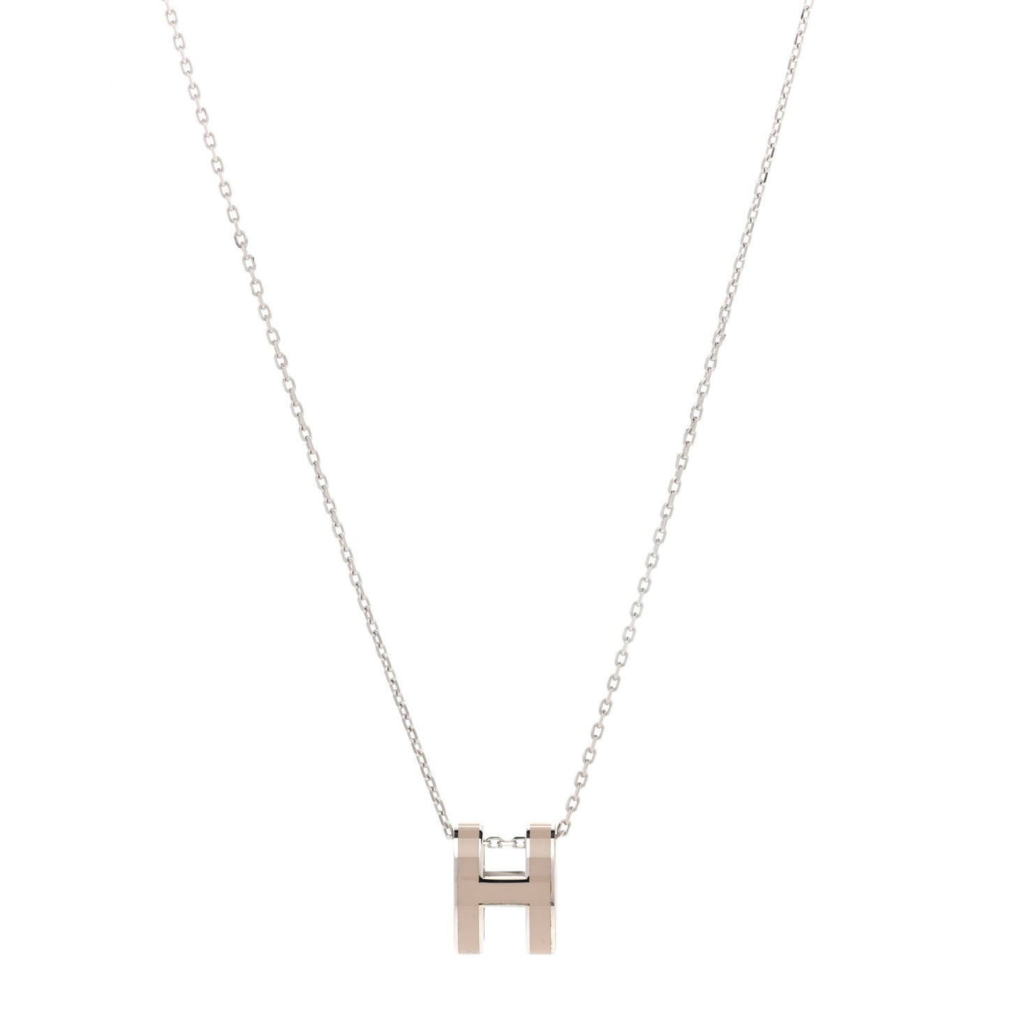 Lacquered Palladium Pop H Pendant Necklace Marron Glace