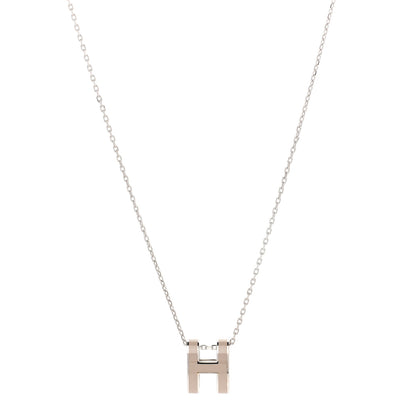 Hermes Lacquered Palladium Pop H Pendant Necklace Marron Glace 1 of 7