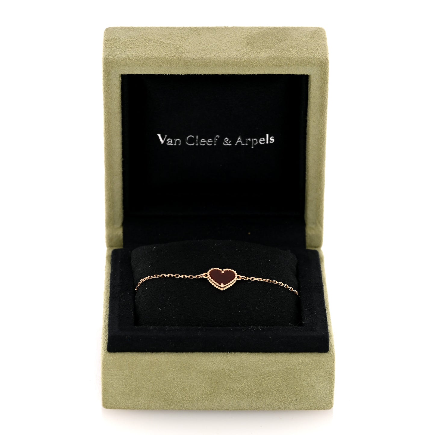 18K Rose Gold Carnelian Sweet Alhambra Heart Bracelet