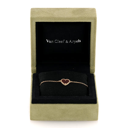 Van Cleef & Arpels 18K Rose Gold Carnelian Sweet Alhambra Heart Bracelet 4 of 4