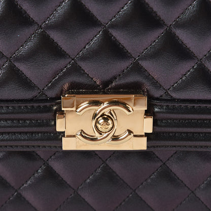 Chanel Iridescent Calfskin Quilted North South Boy Flap Black 8 of 14