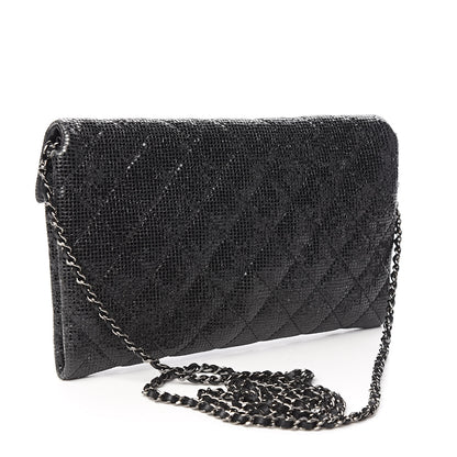 Chanel Iridescent Vinyl Quilted Clutch With Chain Black 3 of 10