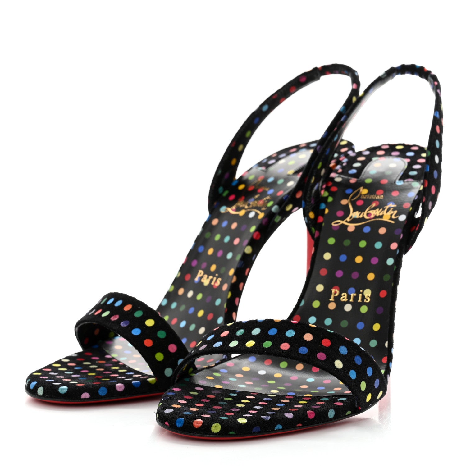 Christian Louboutin Suede O Marylin Sandals Heels 39 Black Multicolor 1 of 7