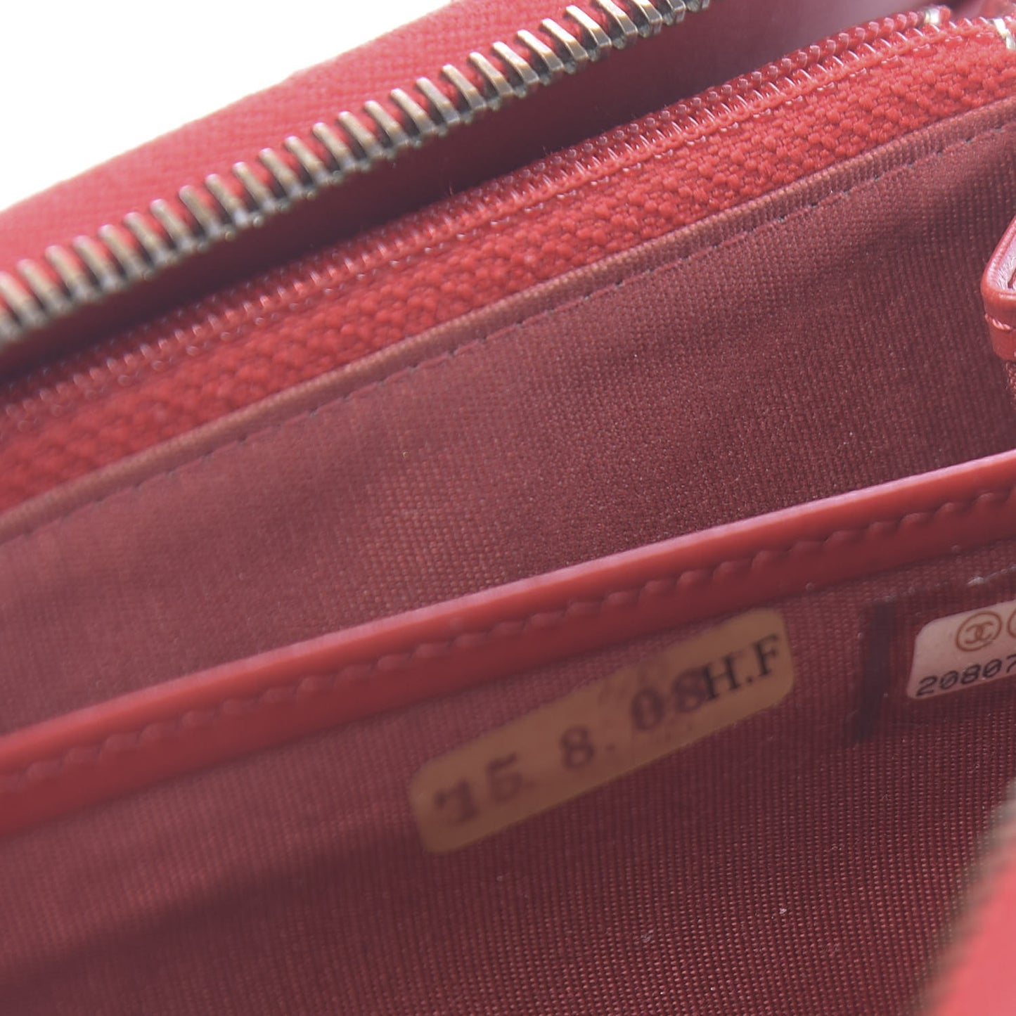 Glazed Calfskin Coco Boy Large Gusset Zip Around Wallet Red