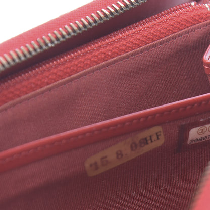 Chanel Glazed Calfskin Coco Boy Large Gusset Zip Around Wallet Red 9 of 13