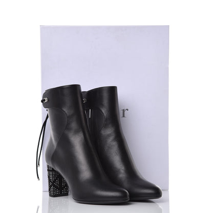 Christian Dior Calfskin Studded Stellar Ankle Boots 37.5 Black 8 of 8