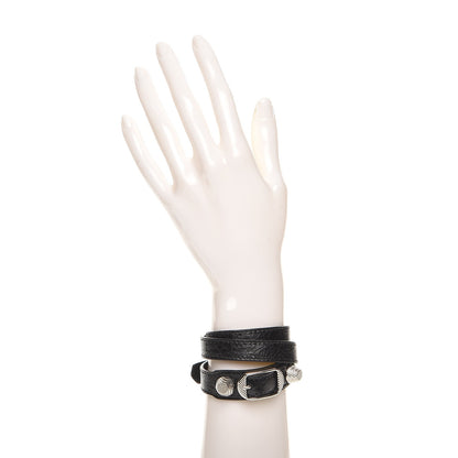 Balenciaga Agneau Giant 12 Silver Hardware Triple Tour Bracelet S Black 2 of 6