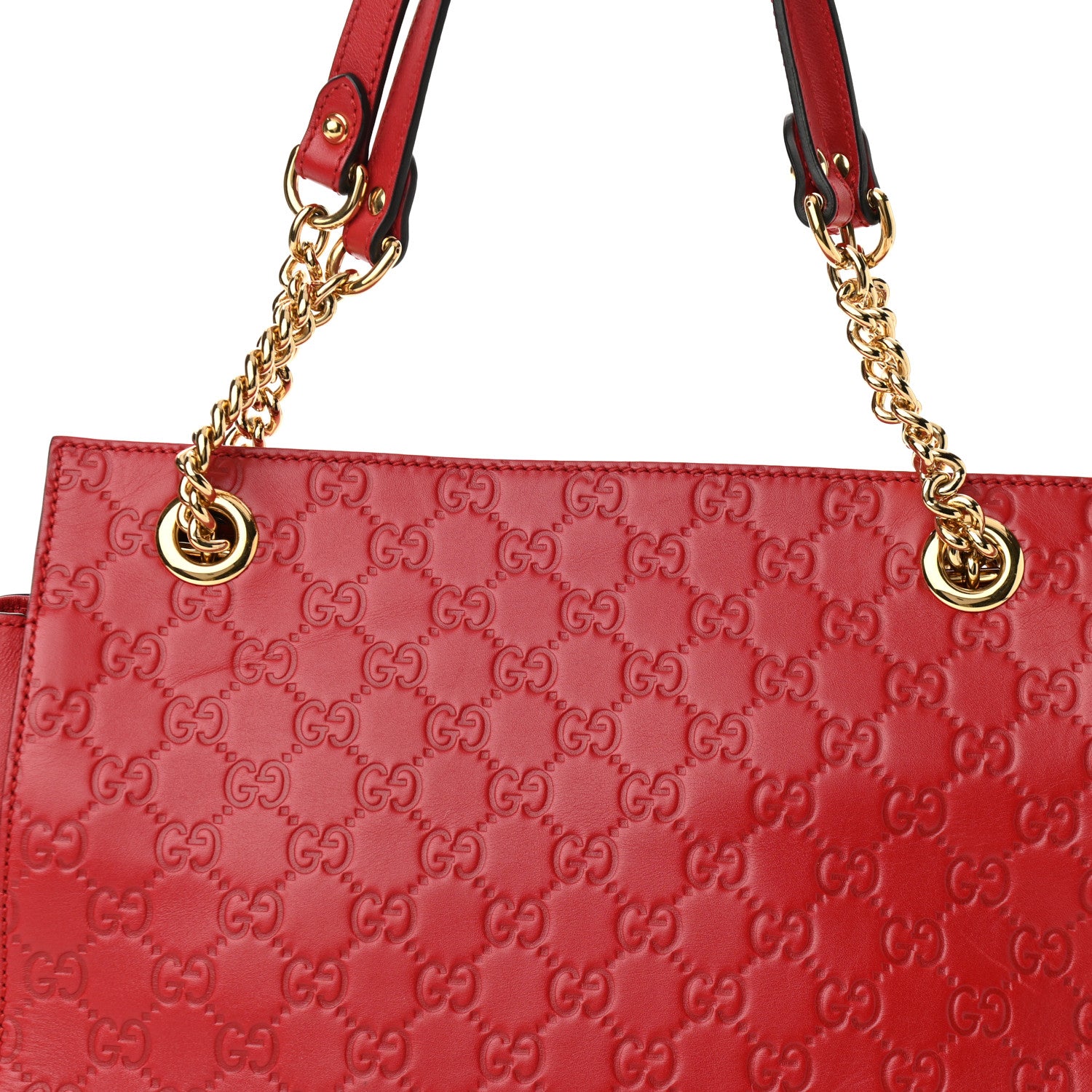 Gucci Guccissima Signature Medium Shoulder Tote Bag Red 8 of 10