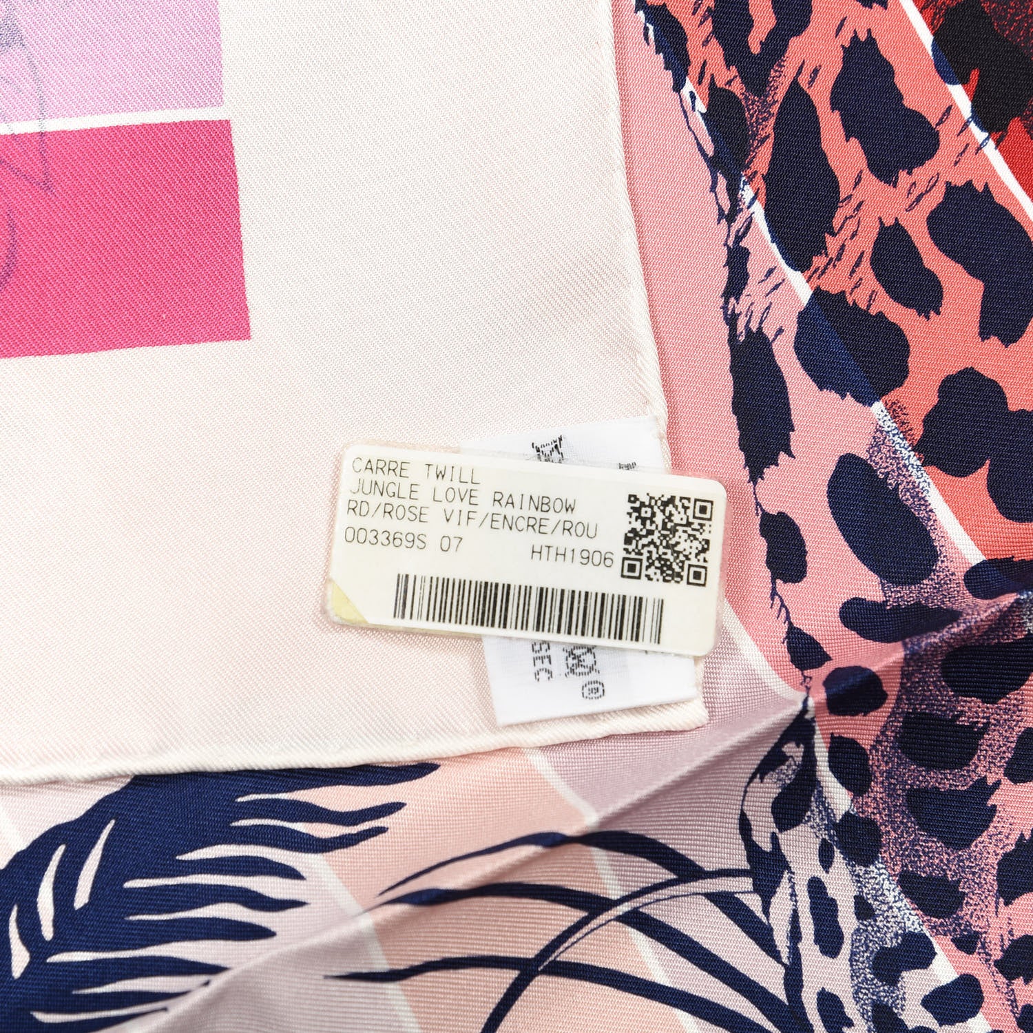 Hermes Silk Jungle Love Rainbow Scarf 90 Rose Vif Encre Rouge 3 of 3