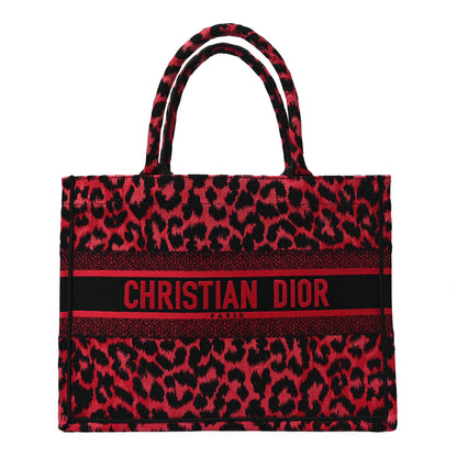 Christian Dior Canvas Mizza Embroidered Medium Leopard Book Tote Fuchsia Multicolor 1 of 7