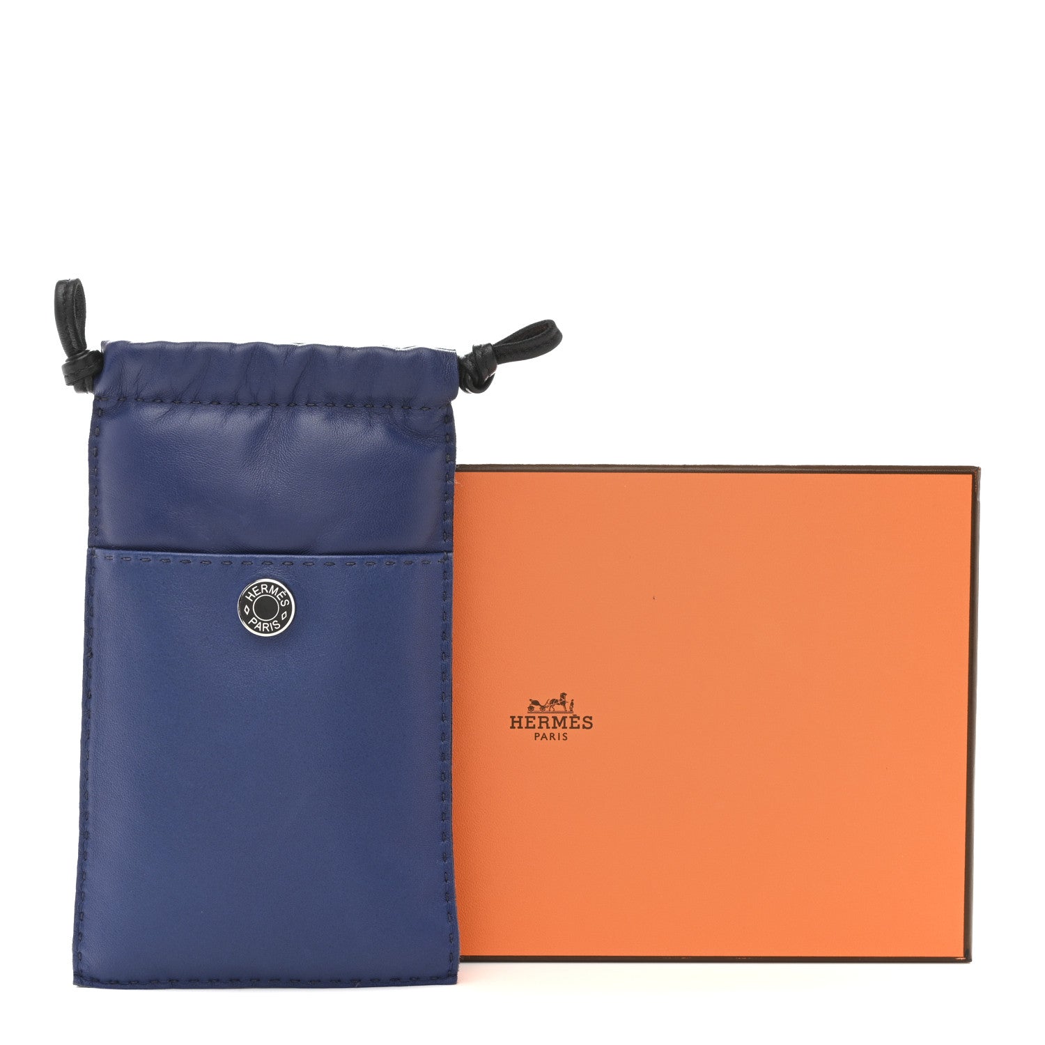 Hermes Milo Lambskin Swift Pilo Phone Case Bleu Saphir Black 11 of 11
