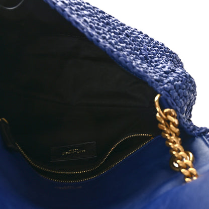 Saint Laurent Raffia Calfskin Monogram Medium Niki Chain Satchel Blue 5 of 10