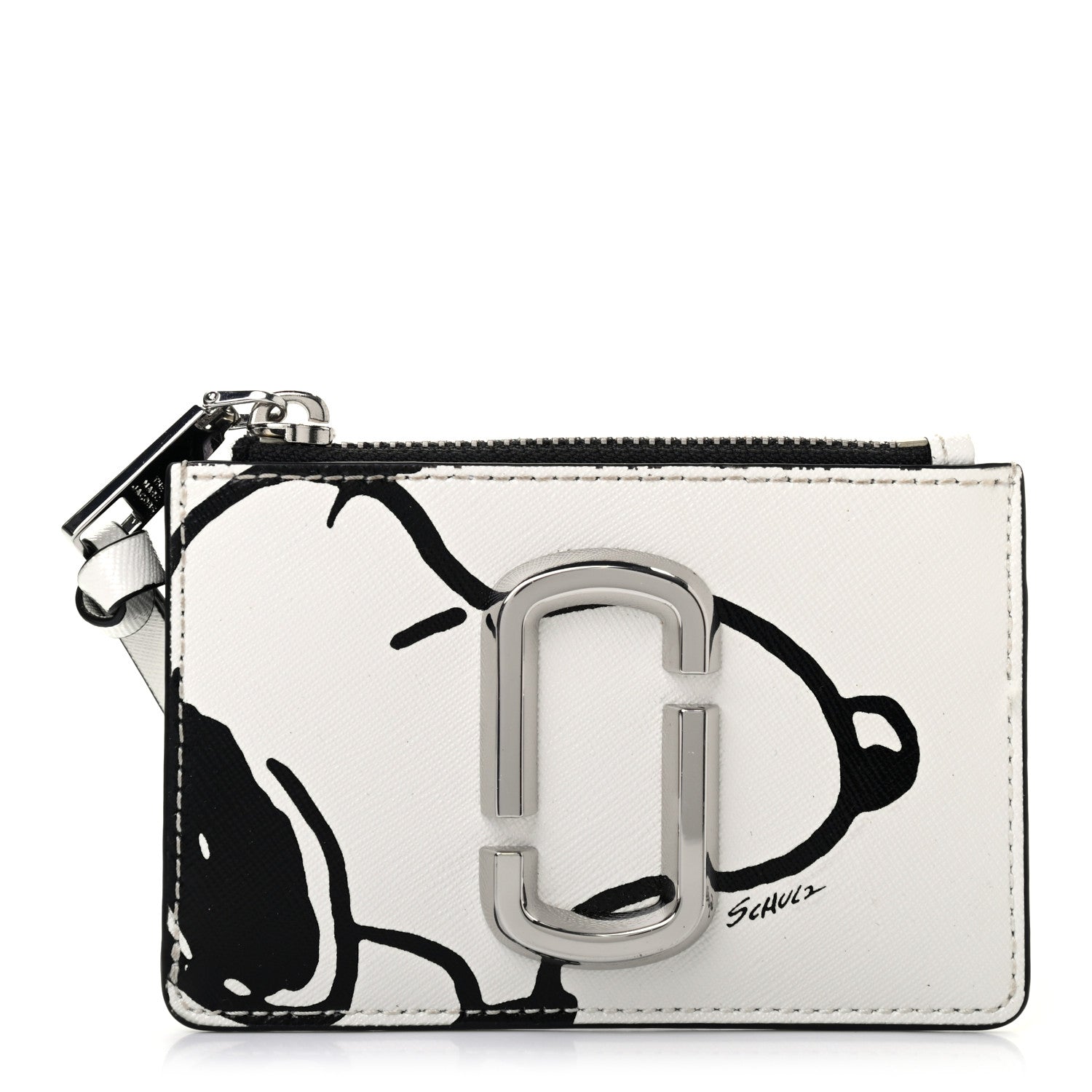Marc Jacobs X PEANUTS Saffiano Snoopy Top Zip Multi Wallet White Black 1 of 8