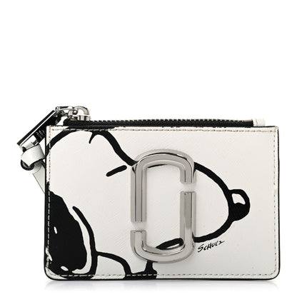 Marc Jacobs X PEANUTS Saffiano Snoopy Top Zip Multi Wallet White Black 1 of 8