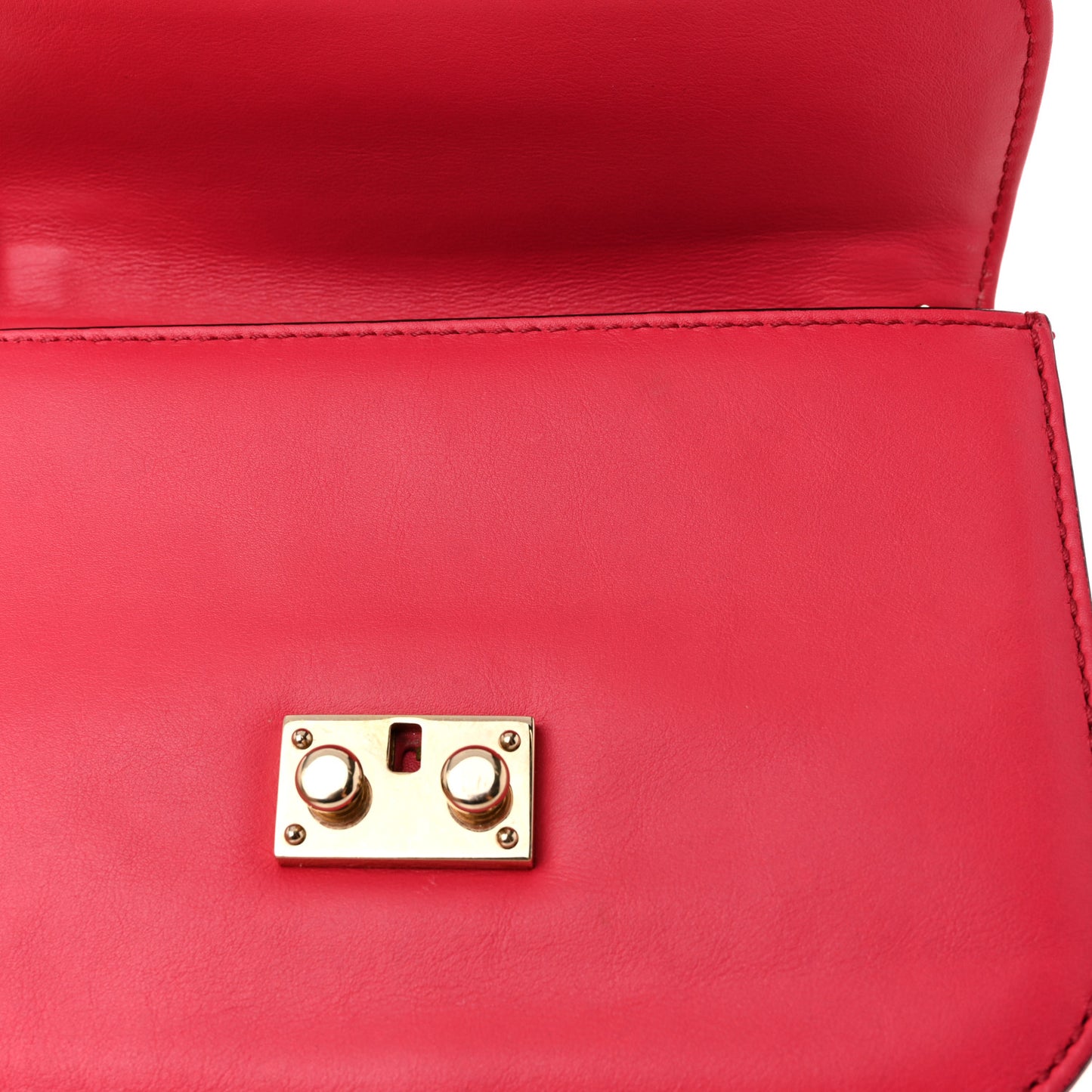 Vitello Small Glam Lock Rockstud Flap Deep Fuxia