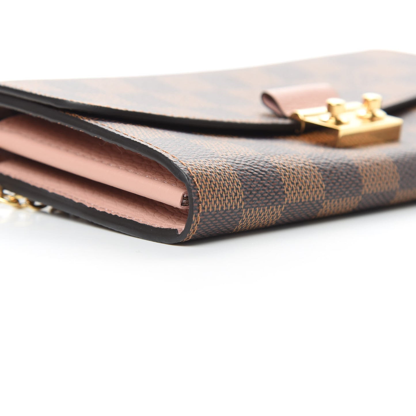 Damier Ebene Croisette Chain Wallet Rose Ballerine