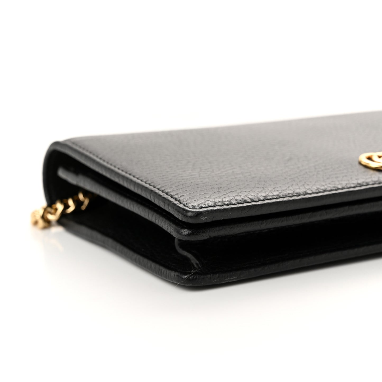 Calfskin Mini GG Marmont Chain Wallet Black
